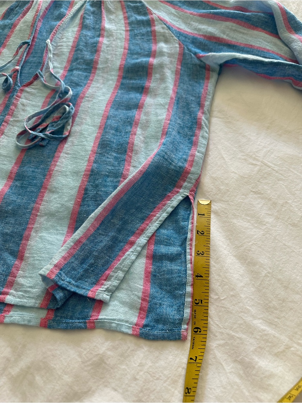Rails tie-front linen top in blue and pink, size large - Picture 10 of 13